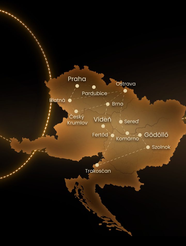 Map of Europe with thirteen light parks